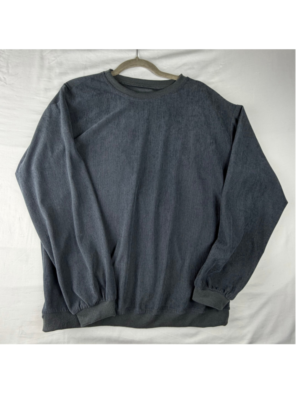 Unbranded Corduroy Knit Crewneck Sweatshirt Size Small Dark Blue Gray Pullover